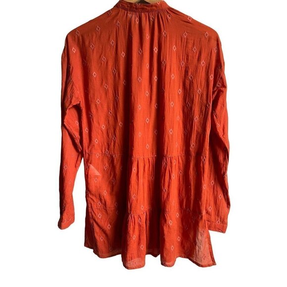 Anthropologie x Pilcro Orange Embroidered Peplum Boho Peasant Top Diamond XS - Picture 3 of 8